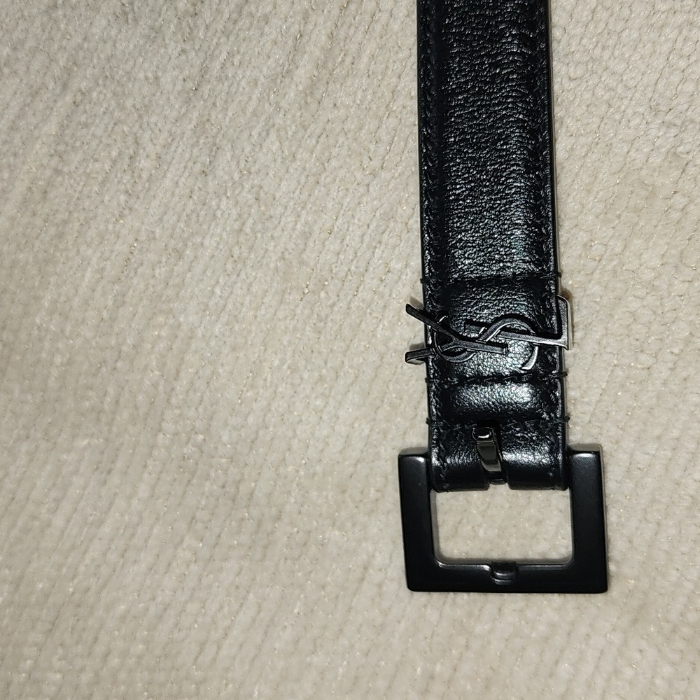 YSL black leather belt